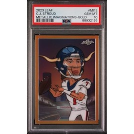 Graded 2023 Leaf CJ Stroud #MI13 Metallic Imaginations Gold #/99 Rookie RC Football Card PSA 10 Gem Mint