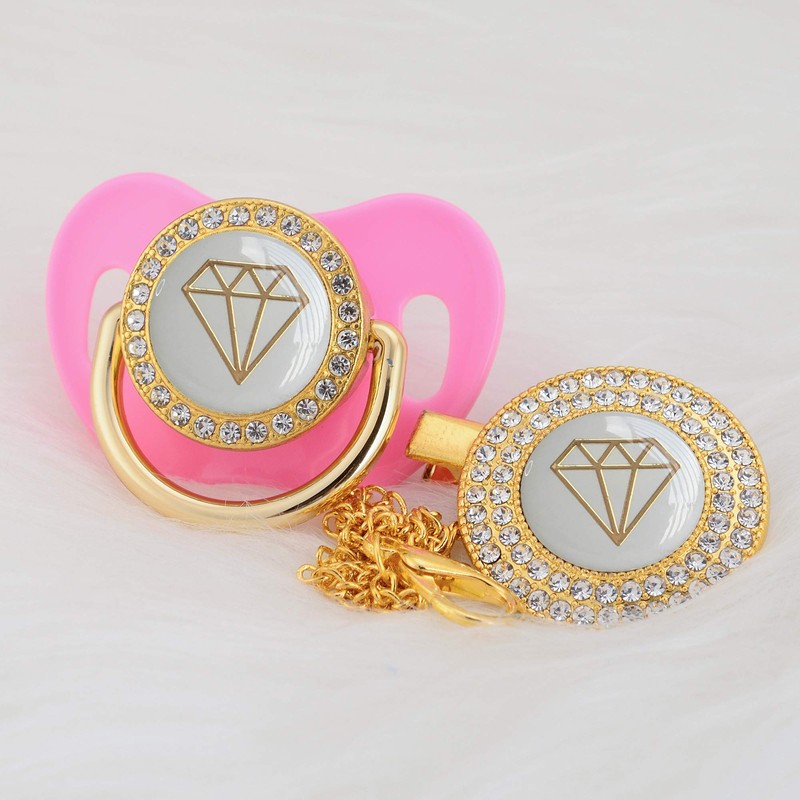 MIYOCAR 19 Colors can Choose Gold Bling Diamond Pacifier and