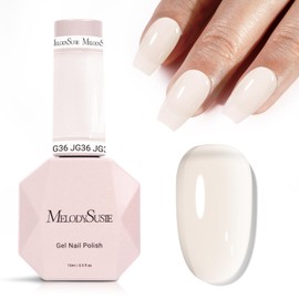 MelodySusie Milky White Gel Nail Polish, 0.5Fl.oz Jeweliver Gel Polish Milky Natural Color Sheer Soak Off UV LED Light Cure Gift for Women Girls Nail Art Manicure DIY at Home JG36