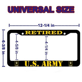 2 PCS for Retired US Army License Plate Frames,Matte Black Aluminum License Plate Holder for License Plate Protection with Screw Set