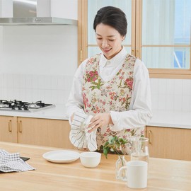 Cotton bunch happiness apron, lavender blue / 목화송이 행복앞치마, 라벤더블루
