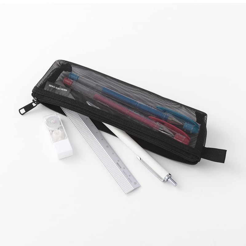Midori 41828006 Pen Case, Mesh Pen Case, Black A