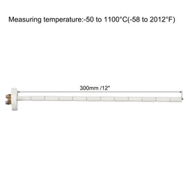 MECCANIXITY 12" K Type Ceramic Kiln Furnace Probe Thermocouple Sensor for Muffle Furnace Oven, High Temperature -50 to 1100°C 2.5x300mm
