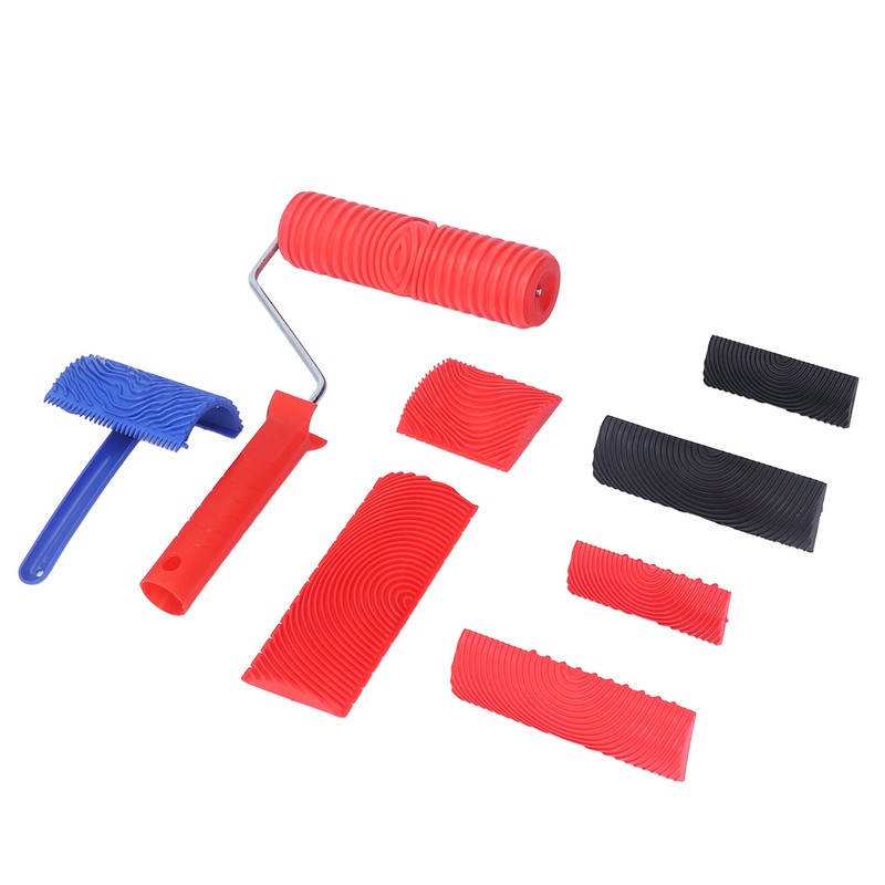 Rubber Wood Graining Tool Handheld Wood Texture Pattern Roller for