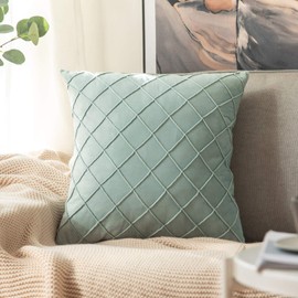 MIULEE Pack of 2 Velvet Cushion Covers Home Decoration with Square Pattern Throw Pillow Covers Super Soft Modern Smooth Washable for Living Room Bedroom Sofa Turquoise 50x50cm 20x20 Inch