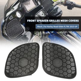 Unbranded Black Front Fairing Speaker Grill Covers Mesh For Harley Road Glide FLTRX FLTRXS