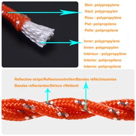 NorthPada 5/16 in (8mm) x 98 ft (30Meter) Floating Rope Anchor Mooring Rope Boat Rope Marine Rope Dock Lines Kayak Canoe Tow Throw Line Reflective Orange