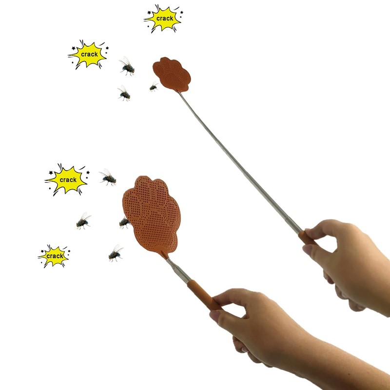3Pcs Extendable Fly Swatter Manual, Telescopic Fly Swatters Heavy Duty