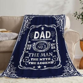 Gifts for Dad,Father's Day Dad Blanket,Dad Birthday Gifts from Daughter & Son,Snuggly Soft Cozy Father's Day Flannel Throw Blankets 60" × 50" (No.1 Dad in The World)