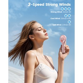 Edvision Portable Mini Fan - Powerful Personal Handheld Fan with 3 Speeds, Cute and Small, USB Rechargeable for Travel/Lash/Makeup/Outdoor/Home, Pink