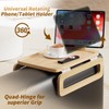 Oiehur Couch Arm Table Tray, Bamboo Sofa Clip On Tray Table with Rotating Phone Holder&Tablet Holder, Foldable Armrest Tray Clip On Wide Couches for Eating, Drinks, Snacks, Remote(Natural)
