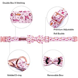 Lionheart glory Dog Collar Shark Print Dog Bow Collar Pink Dog Collar Male or Female Summer Spring Collars with Bowtie Pet Gift Durable Adjustable Soft Dog Collar for Small Dogs
