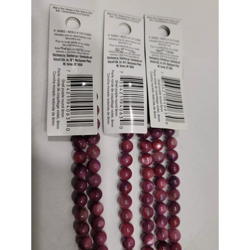 Unbranded Purple Shell Round Beads 8mm #94063