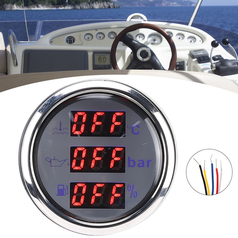 2in 3‑In‑1 Meter Cooling Water Temperature Oil Pressure Fuel Level