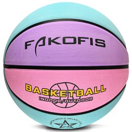 FAKOFIS Basketball, size 5, children's basketball size 3, outdoor indoor street basketball, arena training adults, blue, pink, purple, 5.
