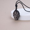 COAI Unisex Necklace with Nine-Tailed Fox Pendant, Nylon Silver Obsidian