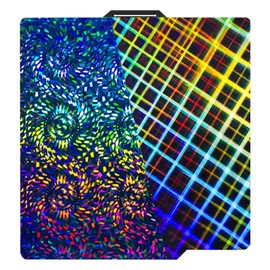 IdeaFormer Smooth Holographic PEW PES Printing Plate for Bambulab X1, X1C, X1E, P1P, P1S, A1, Spring Steel Rainbow Gear + Plaid PEW PES Build Plate for Bambu Lab 257 x 257 mm