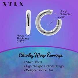 Chunky Hoop Earrings for Women – Dupes Earrings Trendy Lightweight Bold Puffy Organic Hollow Open Hoops – Hypoallergenic Gold Plated Fashion Jewelry for Women - included Gift Box, 30mm, Brass, No