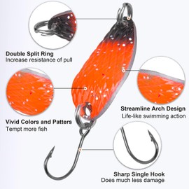 Trout Fishing Spoon Lure Set Single Hook Trout Lures Hard Metal Baits Mini Fishing Jig Spoon Lures for Perch Char Crappie
