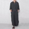 TINAYAUE Muslim Men's Robe V-Neck Long Sleeve Kaftan Men's Prayer
