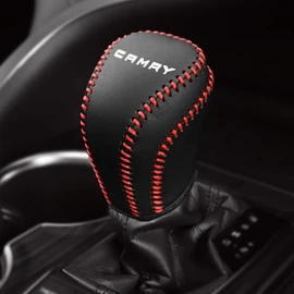 Kayafar Toyota Camry 70 Series Dedicated Shift Knob Cover, Camry Shift Grip Cover, Leather Cover, Interior Parts, CMARY Emblem Garnish, Part, Nail Scratch Prevention, Compatible with 2017 - Camry 70