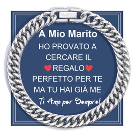 FANCIBAND Gift for Dad/Son/Grandad, 316L Stainless Steel Bracelet with Clasp, Cuban Bracelet Chain Length 21 cm, Gifts for Christmas, Birthday, Year, Father's Day Gift, Stainless Steel, without stone