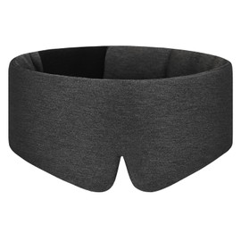 ALASKA BEAR Wraparound Style Organic Cotton Eye Mask with Padded Nose, Big Wide Headband and Large Coverage Ear Muff Sleeping Mask with Bottom Flap for Full Blackout, Dark Grey