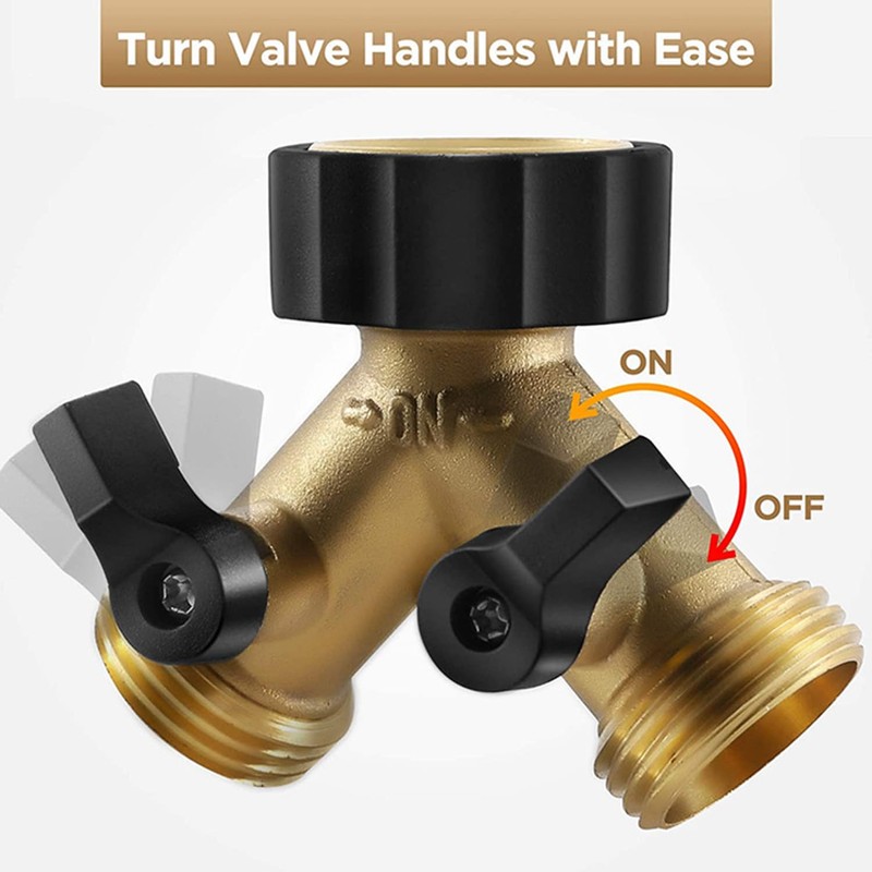 FIBOUND Brass distributor, Y connector valve, 2-way distributor, shut-off valves