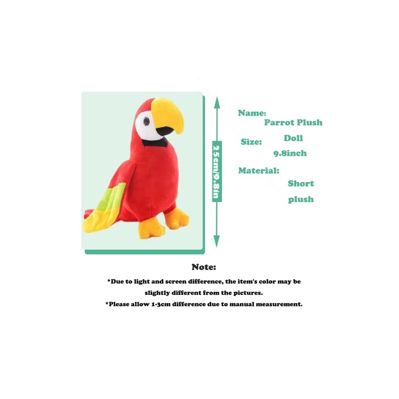 CHELEI2019 9.8" Parrot Plush Stuffed Animal Bird Soft Cute Realistic