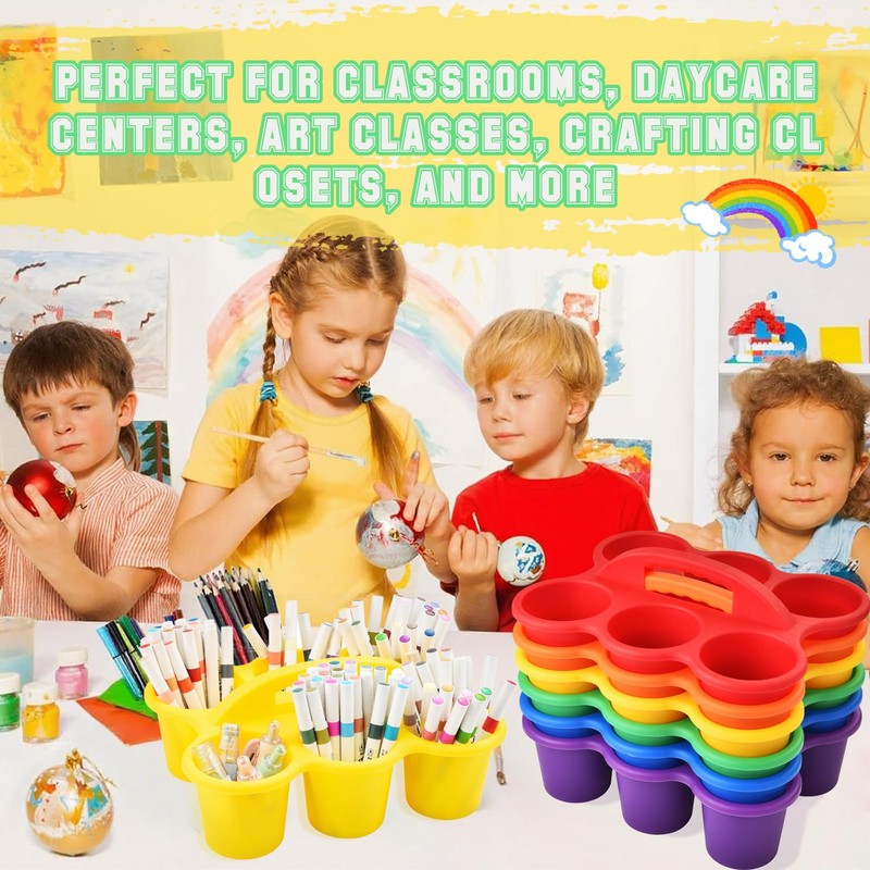 Haundry 6 Pack Classroom Caddy Storage Basket with Handle, Plastic