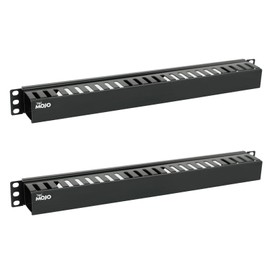 Tecmojo 2 Pack 1U Server Rack Cable Management, Plastic Horizontal Rack Mount Cable Management with Cover, for 19in AV/IT/Data/Audio Rack, 24 Slots Wire Duct Organizer