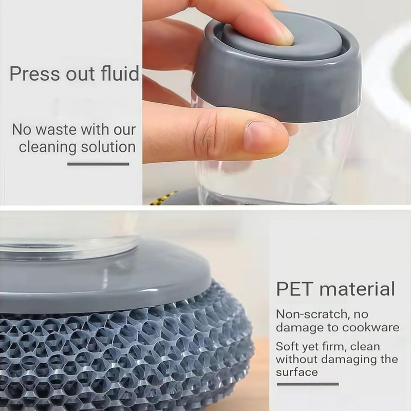 2026 Upgrade Comfort Grip Soap Dispensing Kitchen Scrub Brush, Non-Slip