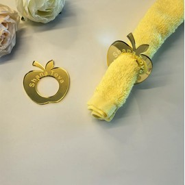 Shana Tova Gold Napkin Rings,Set of 12 Acrylic Gold Apple Shape for Elegant Weddings,Rosh Hashanah Celebrations & Special Events (Gold Mirror)