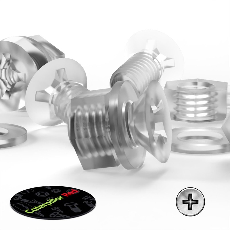 50 x Crosshead Countersunk Screws Nuts and bolts, Transparent Clear