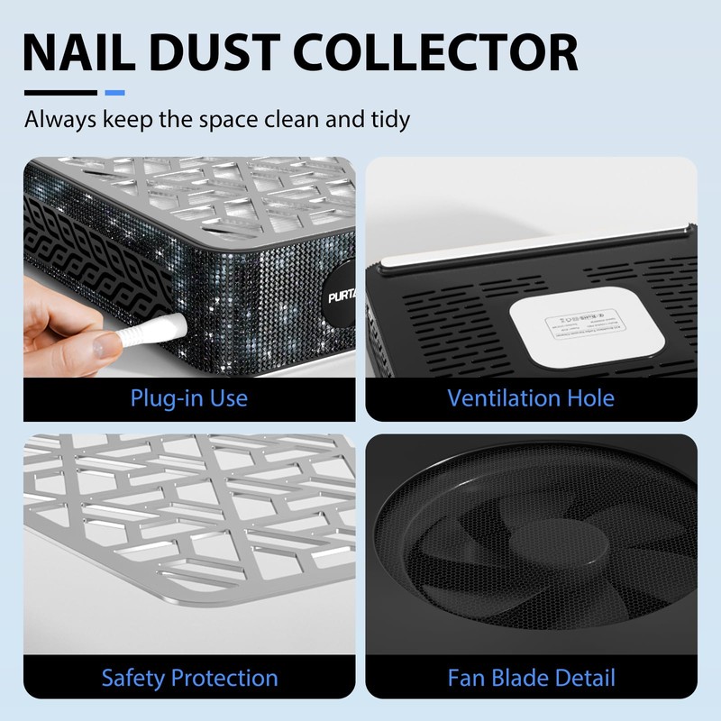 Purtato Nail Dust Collector, Powerful Vacuum Fan Vent Dust Collector
