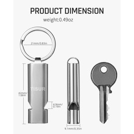 TISUR Loud Emergency Whistles,125db+ Lifeguard Safety Whistle Keychain for Surviva Camping Hiking dog whistle (Stainless (2-Pack))