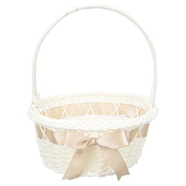 Ciieeo Canasta De Flores Tejida Con Mango Para Boda Cesta De Almacenamiento Multifuncional Para Fiesta Baby Shower Cumpleaños Decoración Y Regalos 8.85X6.29X6.29In