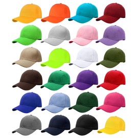 Falari 24 Pack Unisex Baseball Cap Bulk Wholesale Plain Blank Hat Adjustable Size Assorted