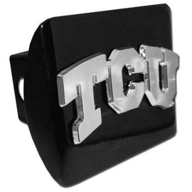 Texas Christian University "Black with Chrome “TCU” Emblem" College Sports Trailer Hitch Cover Fits 2 Inch Auto Car Truck Receiver