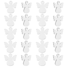 UNICRAFTALE Pack of 50 Angel Pendants, Stainless Steel Pendants, Metal Pendants, Jewellery Making Charms Pendants for Christmas, Earrings, Necklaces, Bracelets, Accessories, Craft Hole, 1,