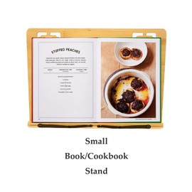 FOREVERIE Foldable Portable Small Cookbook Recipe Stand with Adjustable Six Angles & Page Holder Clips, Tablet Stand with Hollow Design to Improve Air Ventilation (Small, Size: 28 x 21 cm)