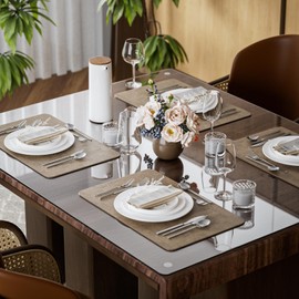 Aofmee Vinyl Placemats Set of 6-12 X 18 Inch - Fall Faux Leather 100% Waterproof Wipeable Washable Place Mats, Heat Resistant Reversible Table Mats for Kitchen Dining, Anti Slip Outdoor Placemats