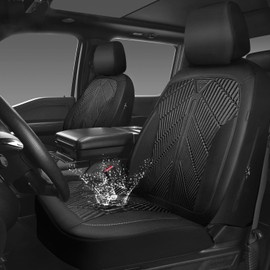 CAR PASS Waterproof Car seat covers Front Seats covers Neoprene Wetsuit, All-Weather Non-Slip Durable, Universal Fit for SUV Sedans Trucks Vans Automotive, Armrest Airbag Compatible, 3D Emboss 2 Black