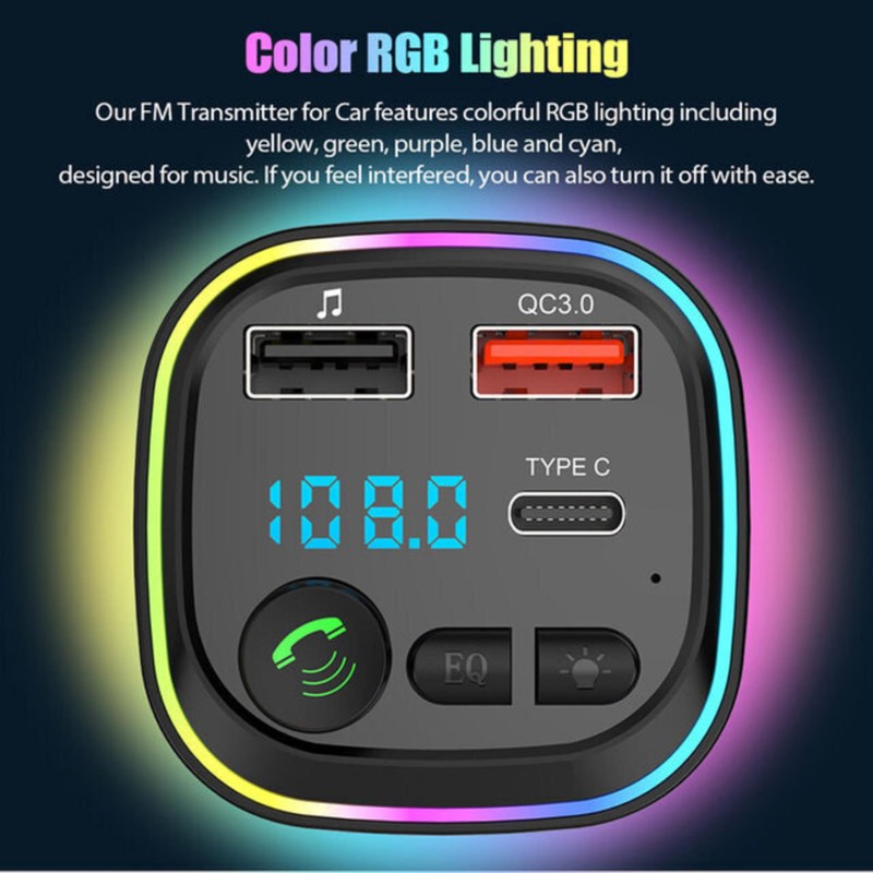 Bluetooth 5.4 FM Transmitter for Car, Bluetooth Car Adapter [QC3.0