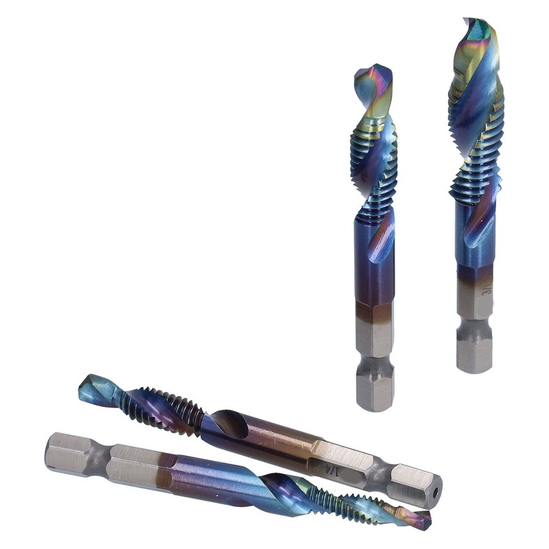 6Pcs Spiral Tap Drill Multifunctional HighSpeed Steel Hex Shank Drill