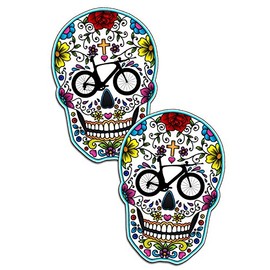 Triathlon Sugar Skull Vinyl Die Cut Decal Sticker Pair