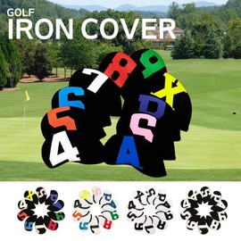 SYLVAN SPACE Iron Cover, Set of 10, Includes Count, Golf Headcover, Neoprene (White x Black)