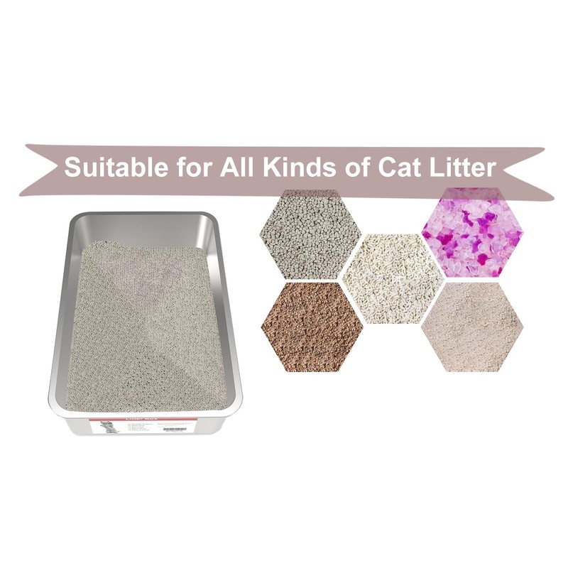 VehiGo Extra Large Metal Cat Litter Box, Stainless Steel Durable