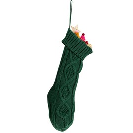 IHCEMIH Christmas Stocking Large Knitted Xmas Santa Stockings Traditional Holiday Party Decorations Green Socks Decor for Fireplace Tree Hanging Ornament Gifts Bags for Kids Family