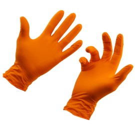 Orange Disposable Nitrile Gloves, 5 mil, Stauffer Sense5, Latex Free, Fully Textured, 9.5" Long Cuff, Tough & Strong - Small (Box of 100)